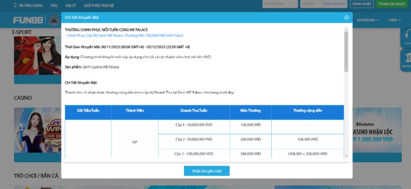 Khuyến mãi khủng tại Fun88 tặng người chơi WE Place