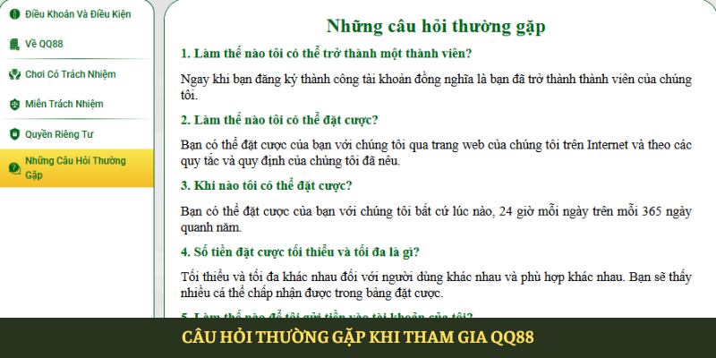Câu hỏi thường gặp khi tham gia QQ88