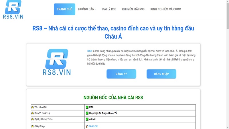 RS8.vin ra đời với mục tiêu cung cấp thông tin khách quan về nhà cái RS8