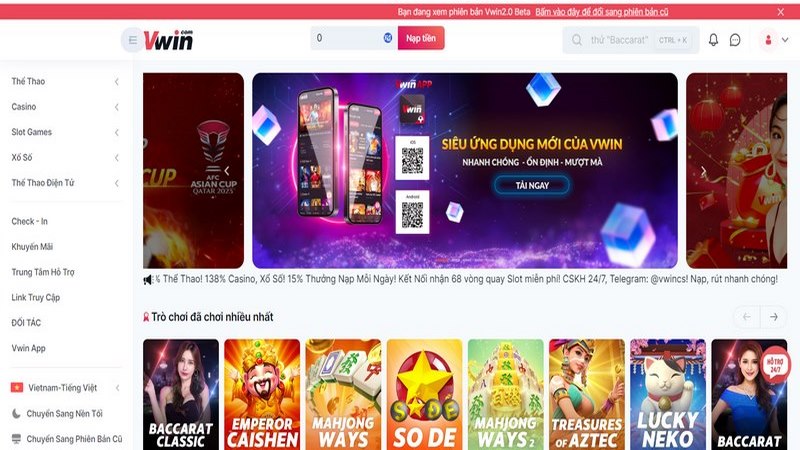 Truy cập vào trang chủ Vwin và chọn mục đăng ký tài khoản